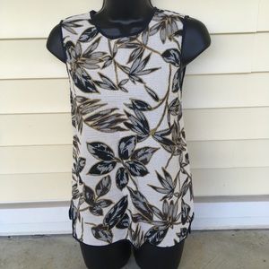 J. crew black label Gold leaf sleeveless shell size 00 basket weave neon zipper